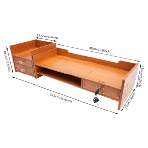 Computer Monitor Stand with Drawers & Keys